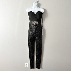 Alyce Paris Strapless Sequin Skinny Leg Jumpsuit women's US size 6 NEW with tags